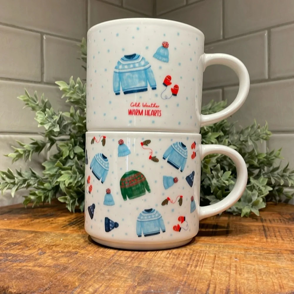 Elum Home Christmas Holiday Sweater Mug Set “Cold Weather Warm Hearts” Like New!
